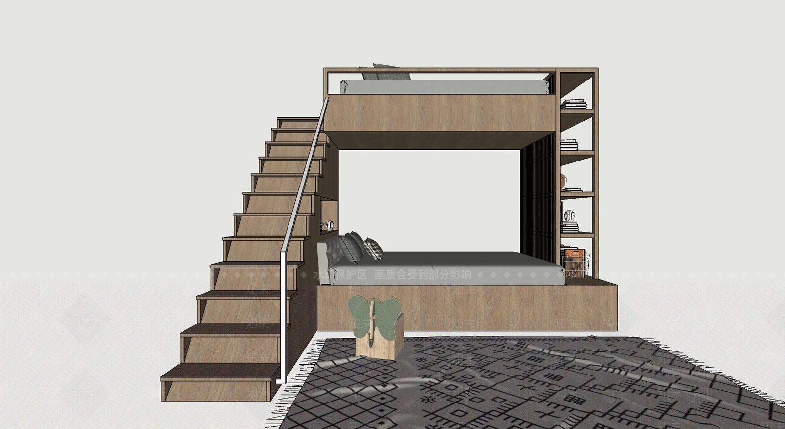 现代双层床SU模型下载【ID:596145489】