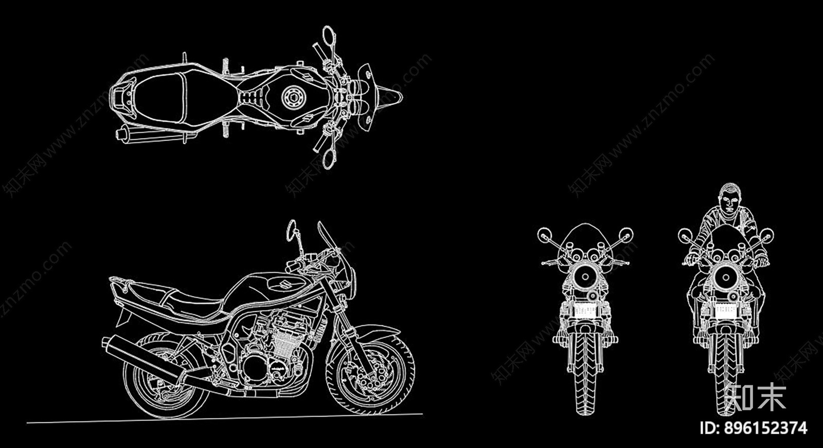 摩托车电动车CAD图库施工图下载【ID:896152374】