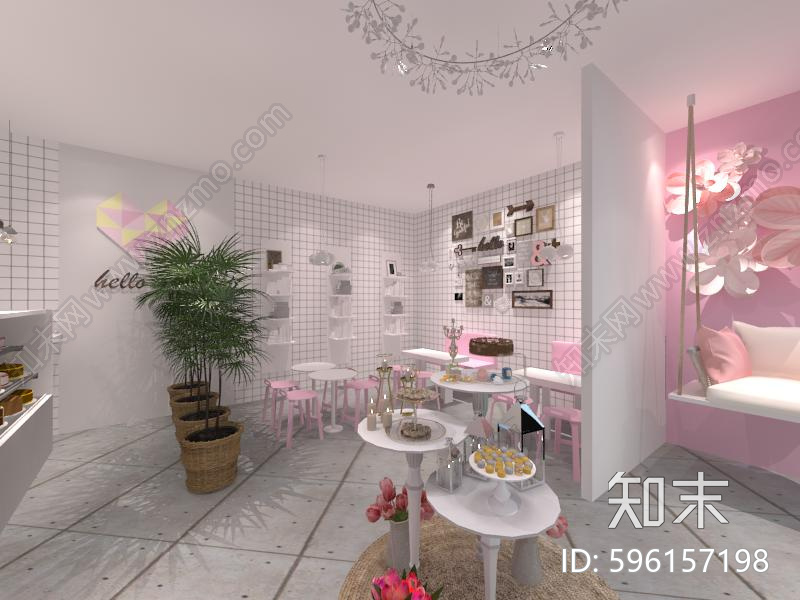 北欧风格蛋糕店cad施工图下载【ID:596157198】