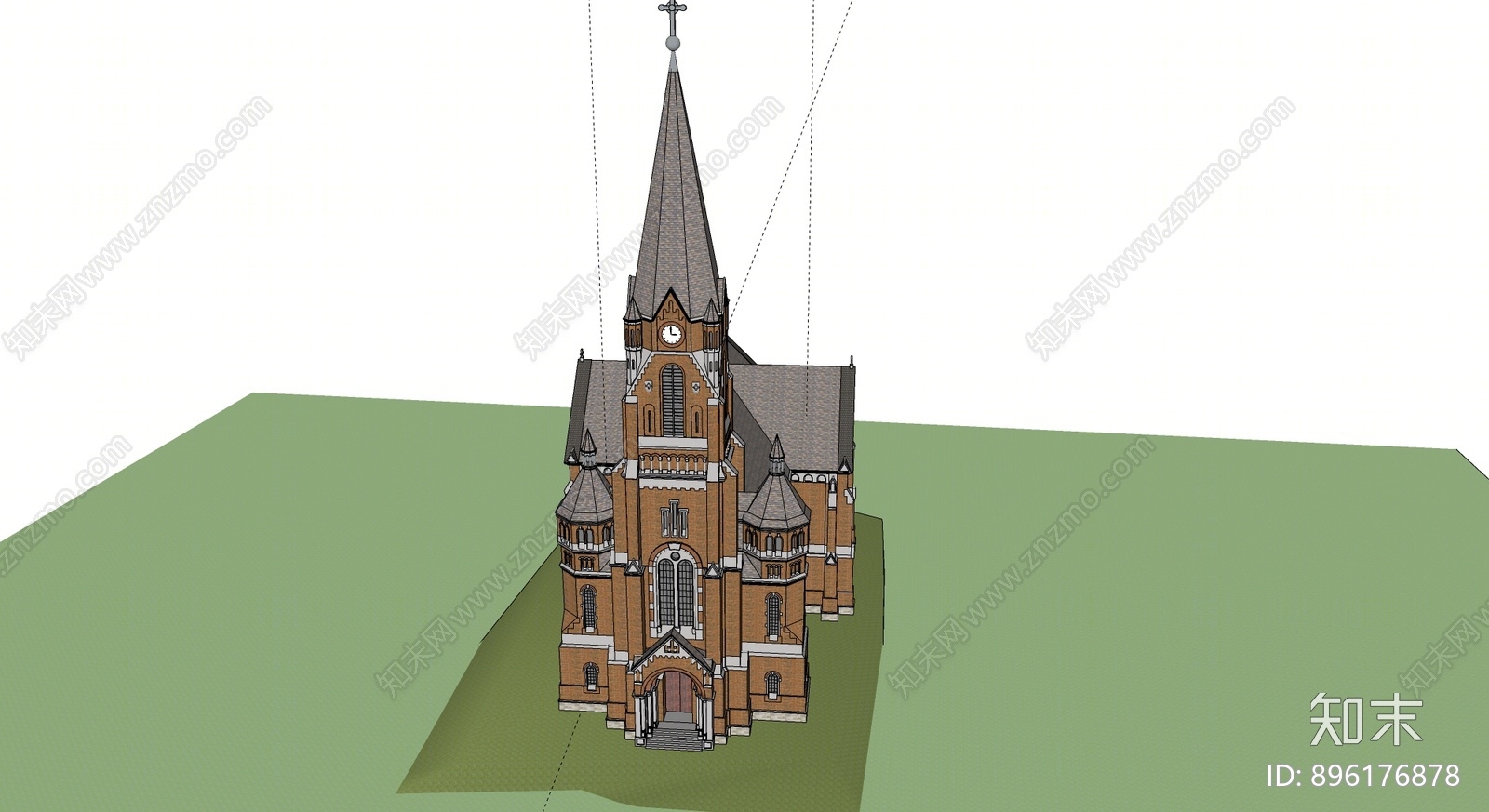 欧式教堂SU模型下载【ID:896176878】