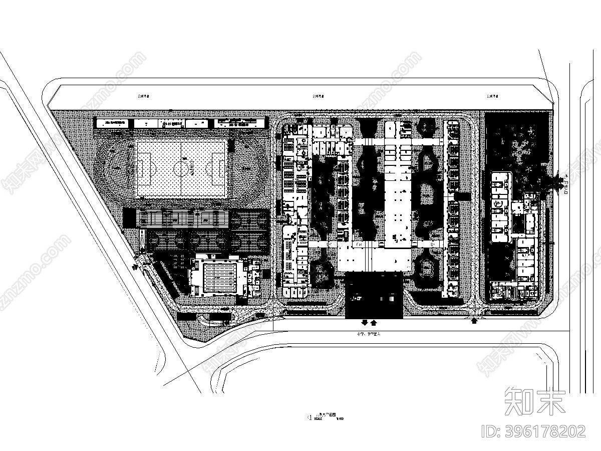 某社区配套学校项目景观施工图cad施工图下载【ID:396178202】