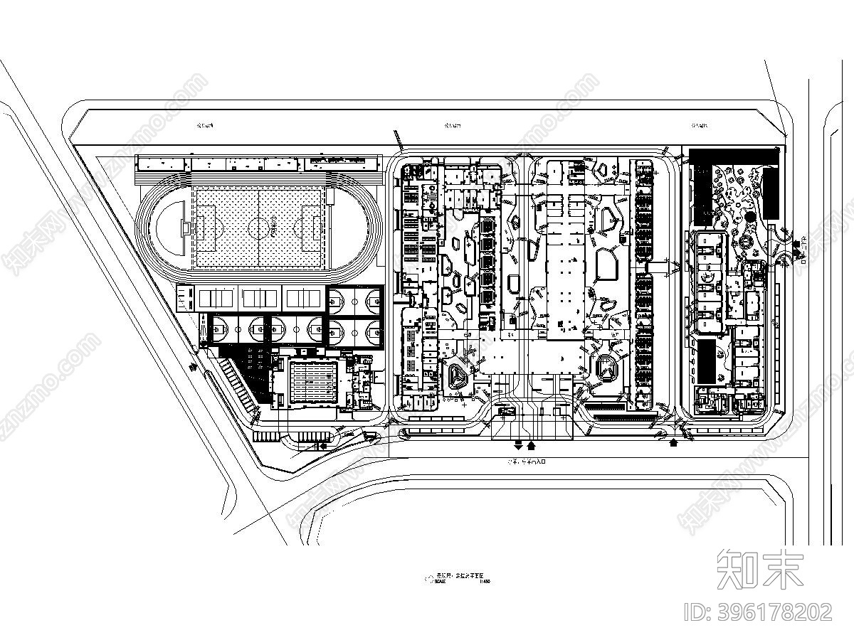 某社区配套学校项目景观施工图cad施工图下载【ID:396178202】