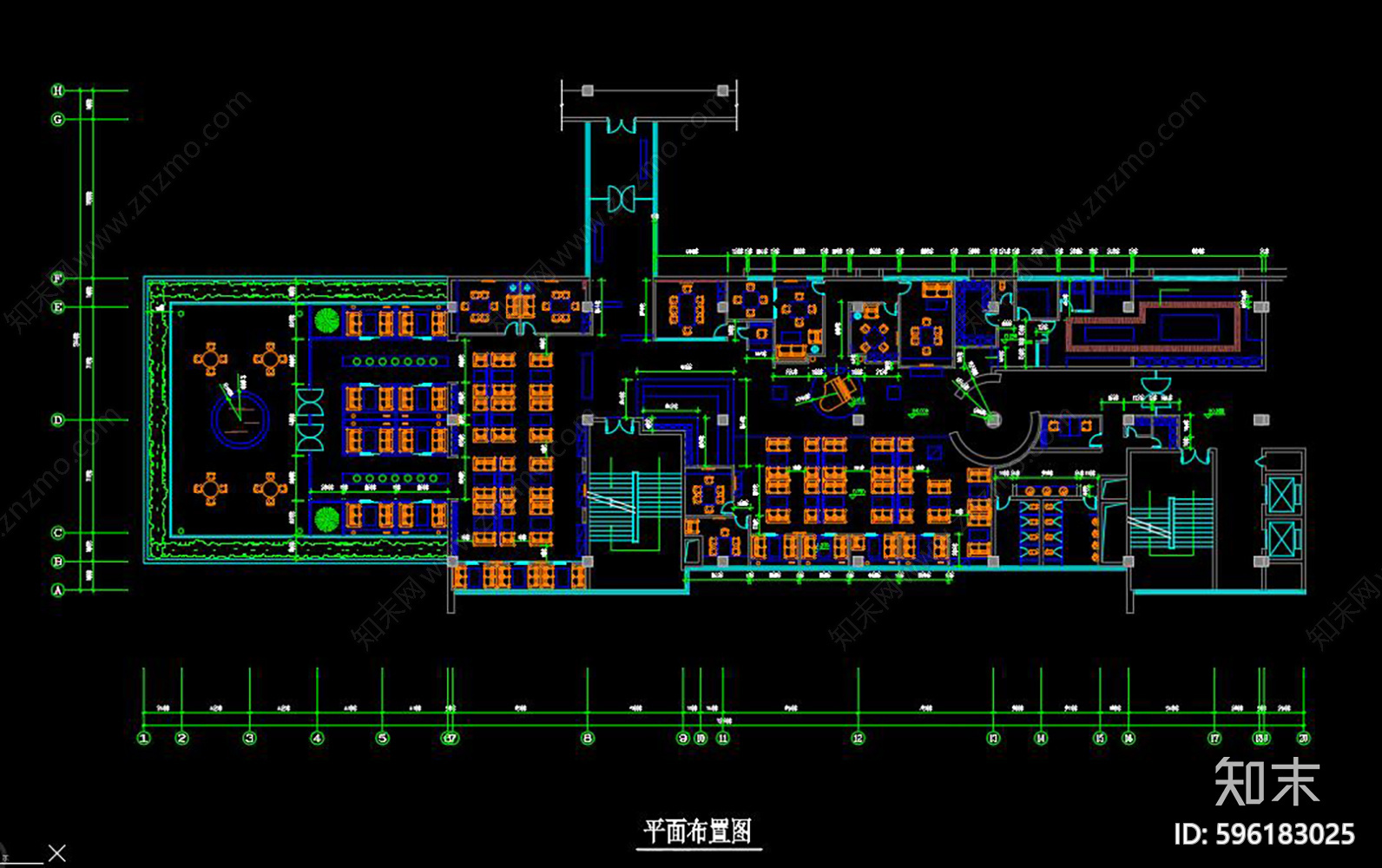 中西餐厅装修施工图cad施工图下载【ID:596183025】