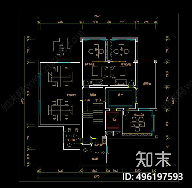 现代简约别墅会说办公施工图效果图cad施工图下载【ID:496197593】