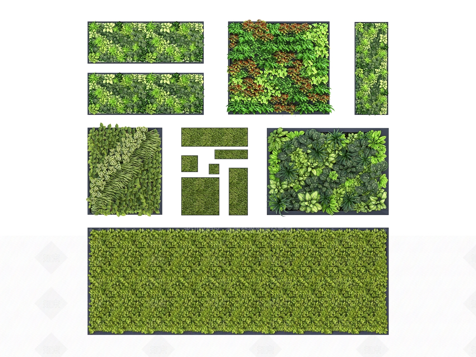 现代绿植墙3D模型下载【ID:496211253】