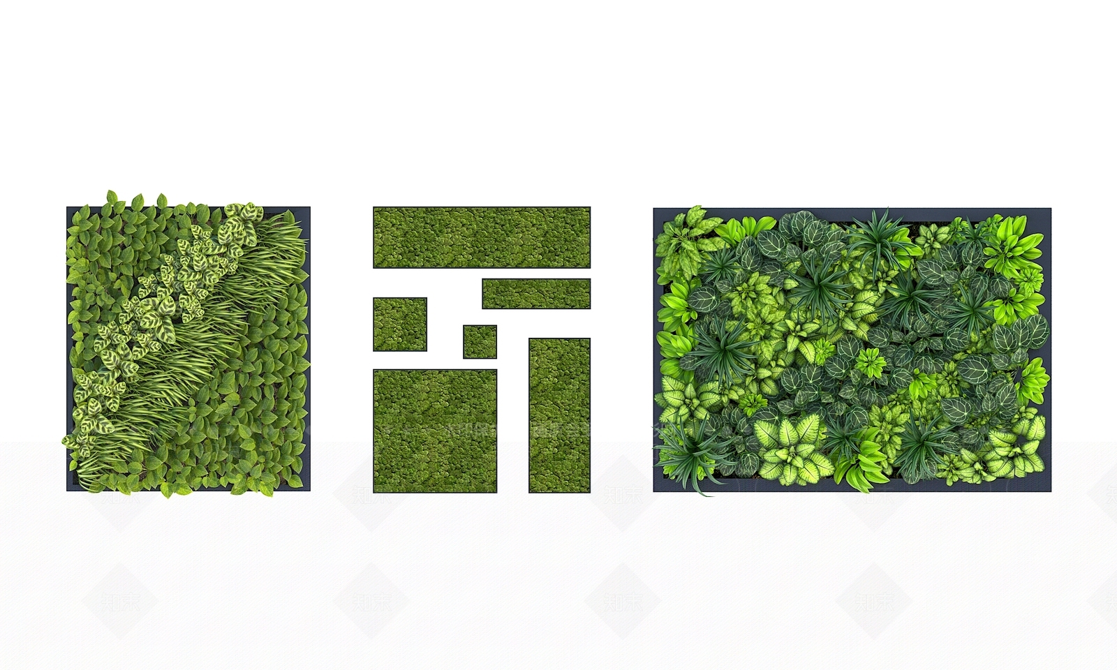 现代绿植墙3D模型下载【ID:496211253】