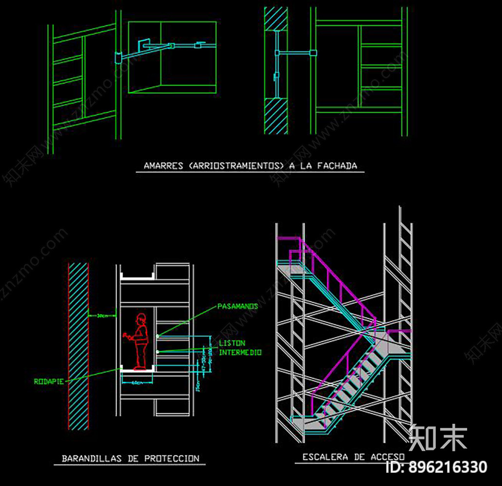 脚手架CAD图纸施工图下载【ID:896216330】