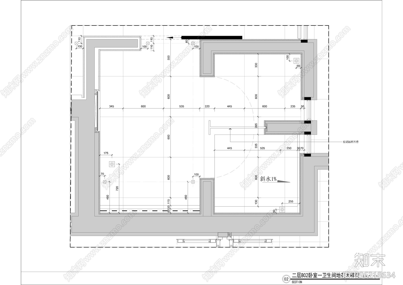 现代卫生间cad施工图下载【ID:396218634】