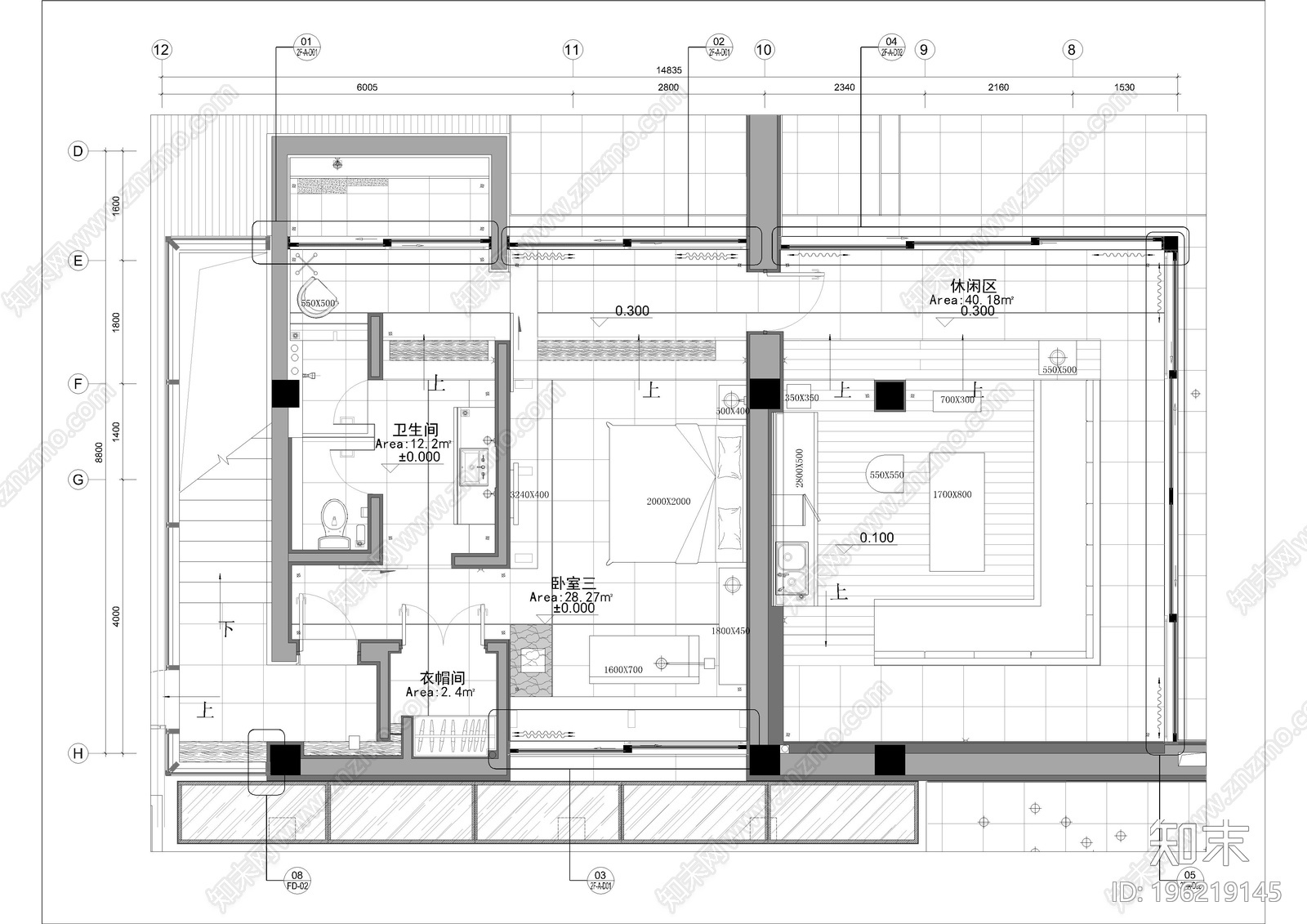 卧室施工图下载【ID:196219145】