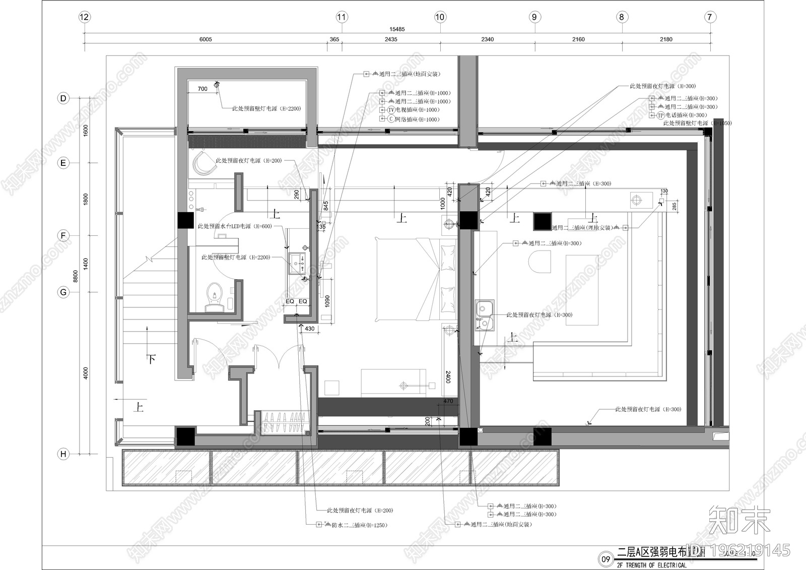 卧室施工图下载【ID:196219145】