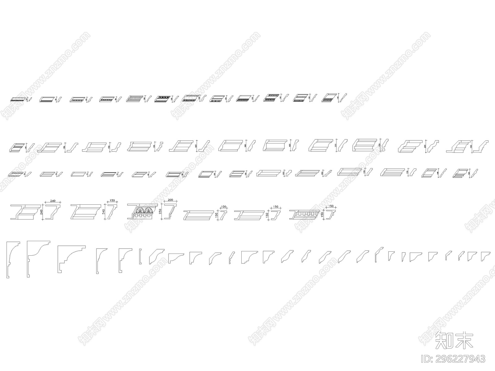 欧式线条图库合集cad施工图下载【ID:296227943】