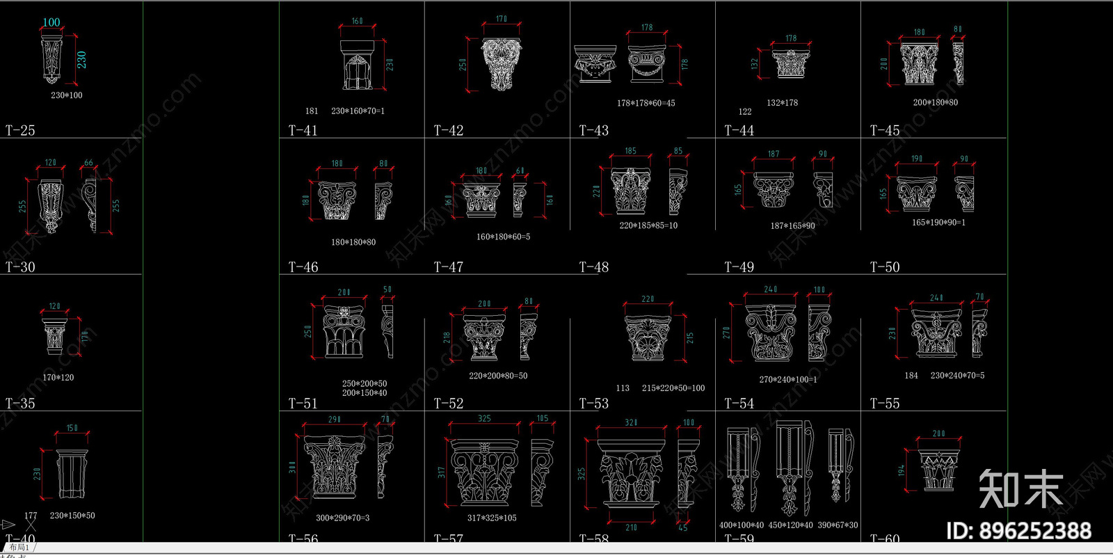 欧式柱头雕花施工图下载【ID:896252388】