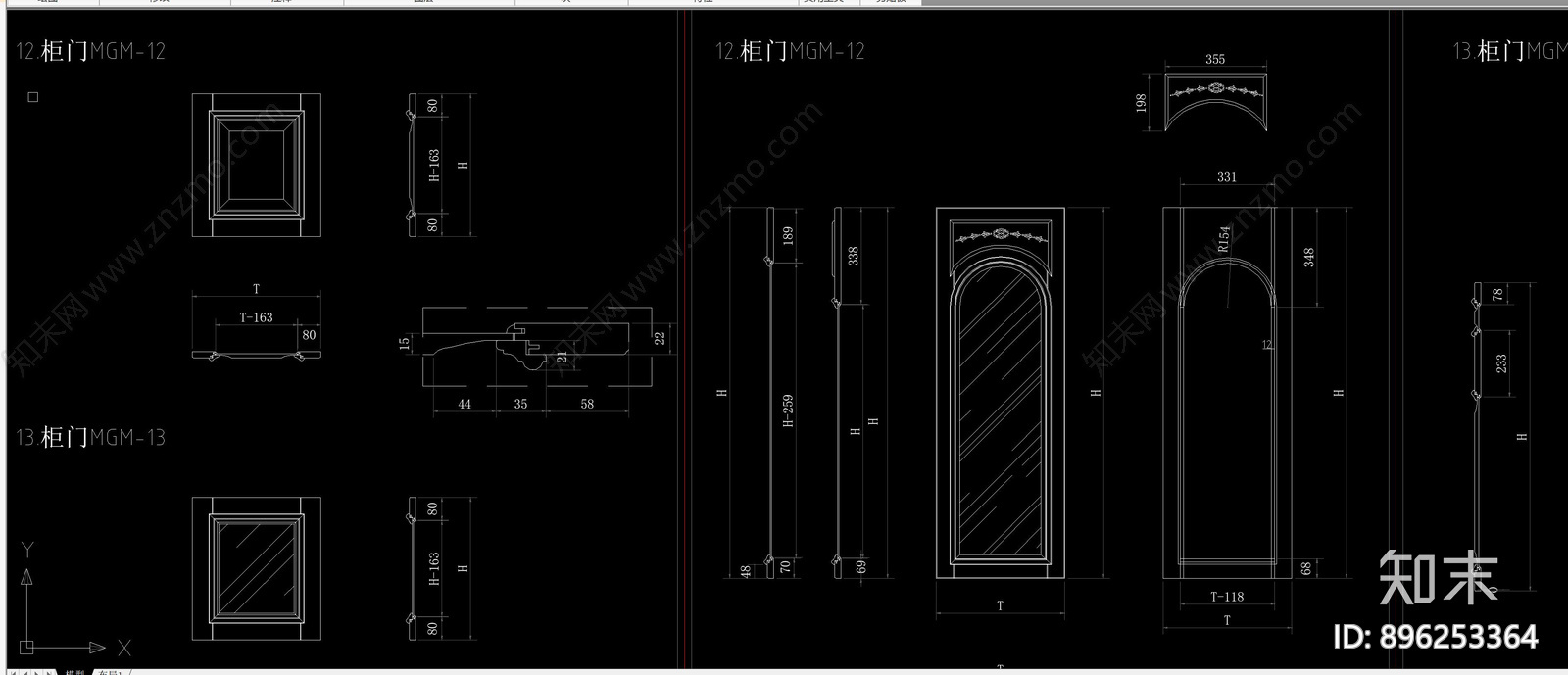 柜门cad施工图下载【ID:896253364】