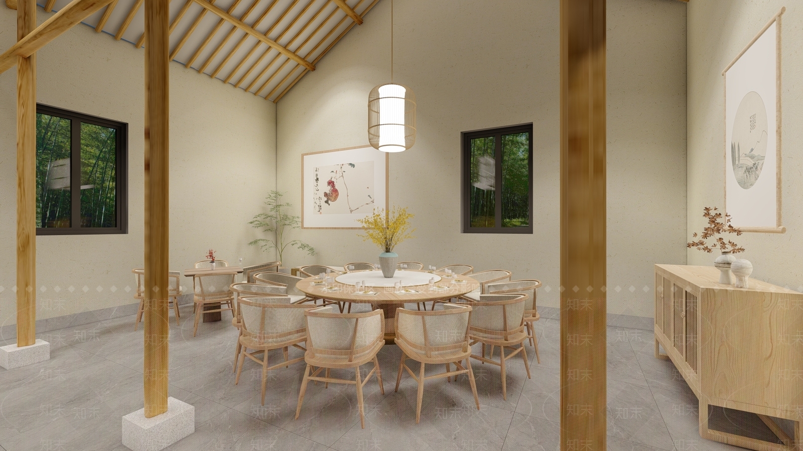 新中式中餐厅SU模型下载【ID:996263034】