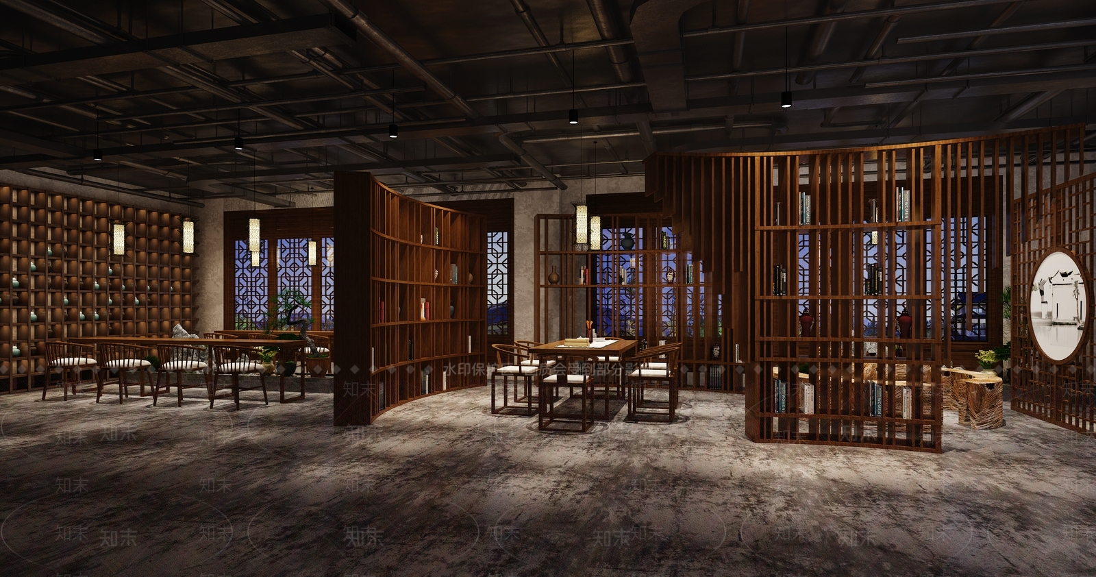 新中式图书馆3D模型下载【ID:896262288】