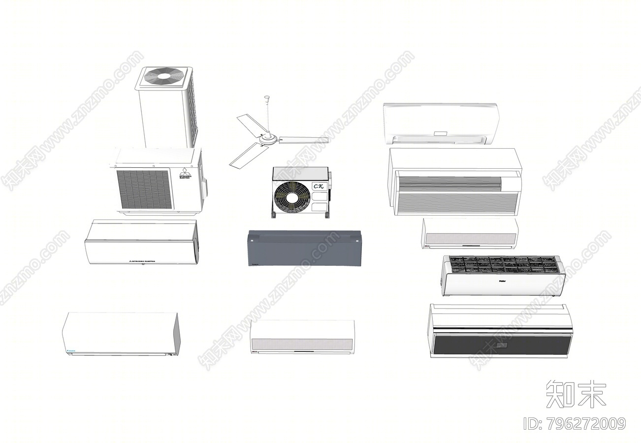 现代空调SU模型下载【ID:796272009】