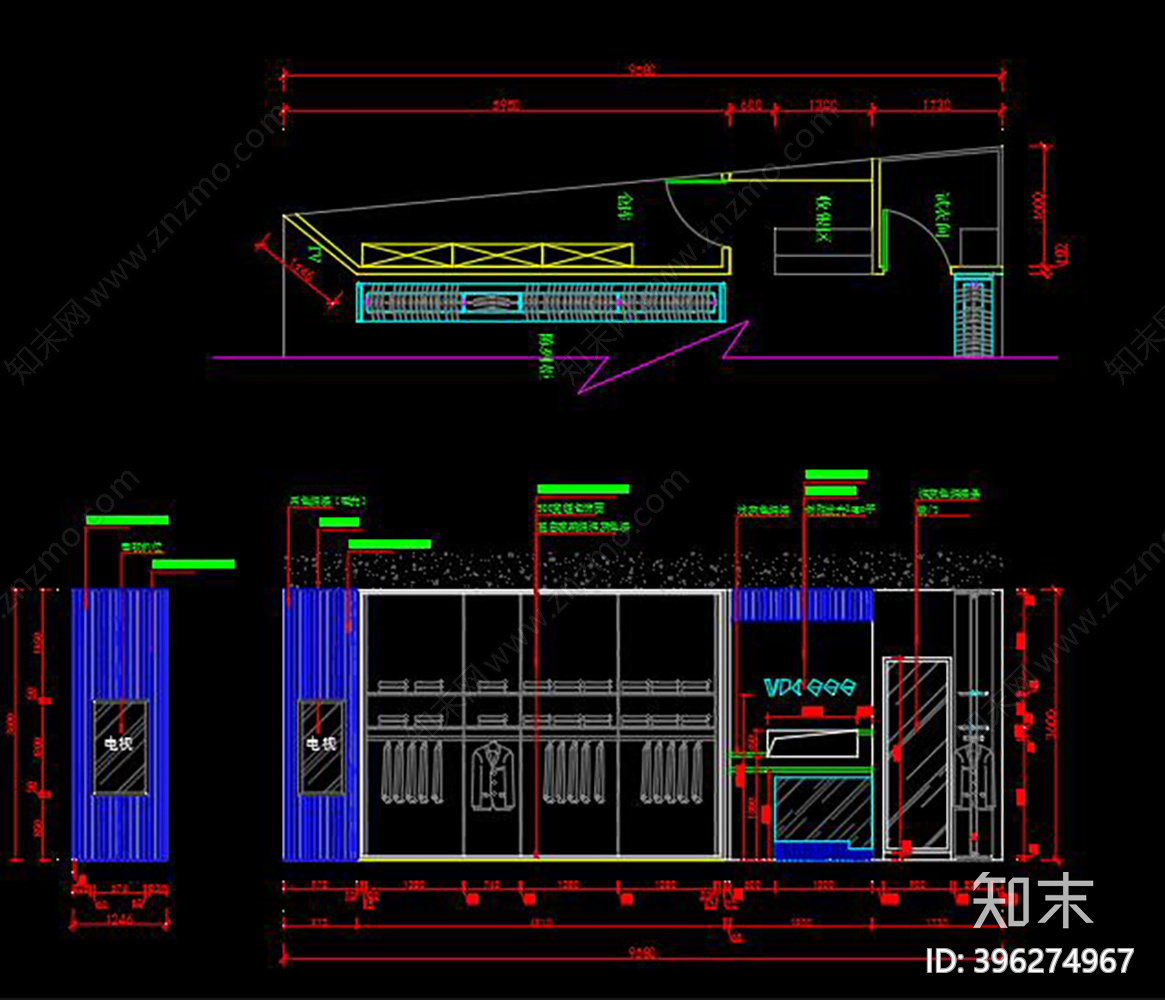 男装店设计CAD图纸cad施工图下载【ID:396274967】