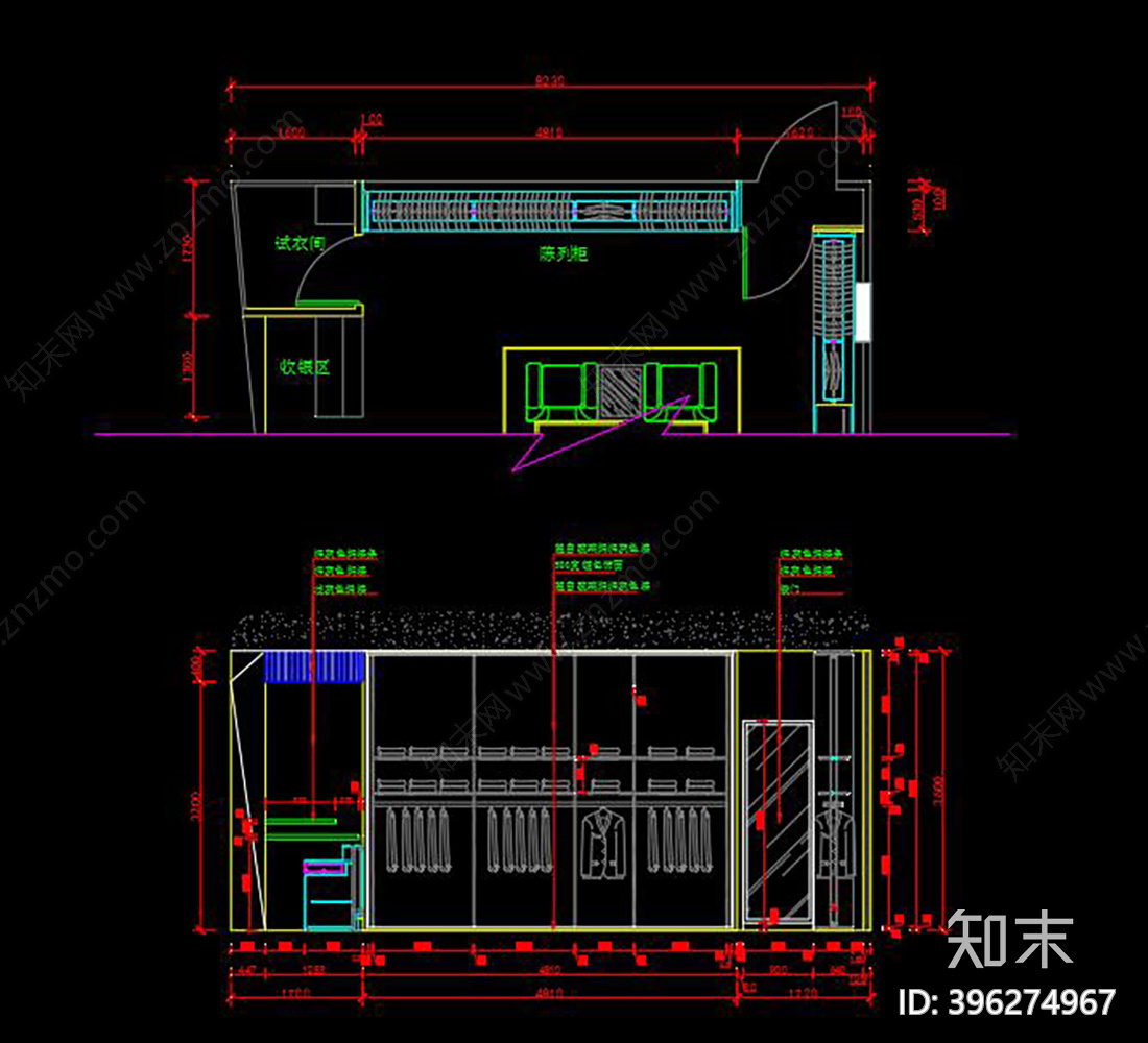 男装店设计CAD图纸cad施工图下载【ID:396274967】