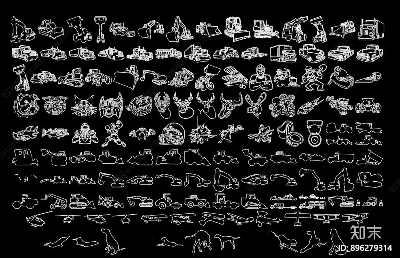 圣诞鹿CAD图库施工图下载【ID:896279314】