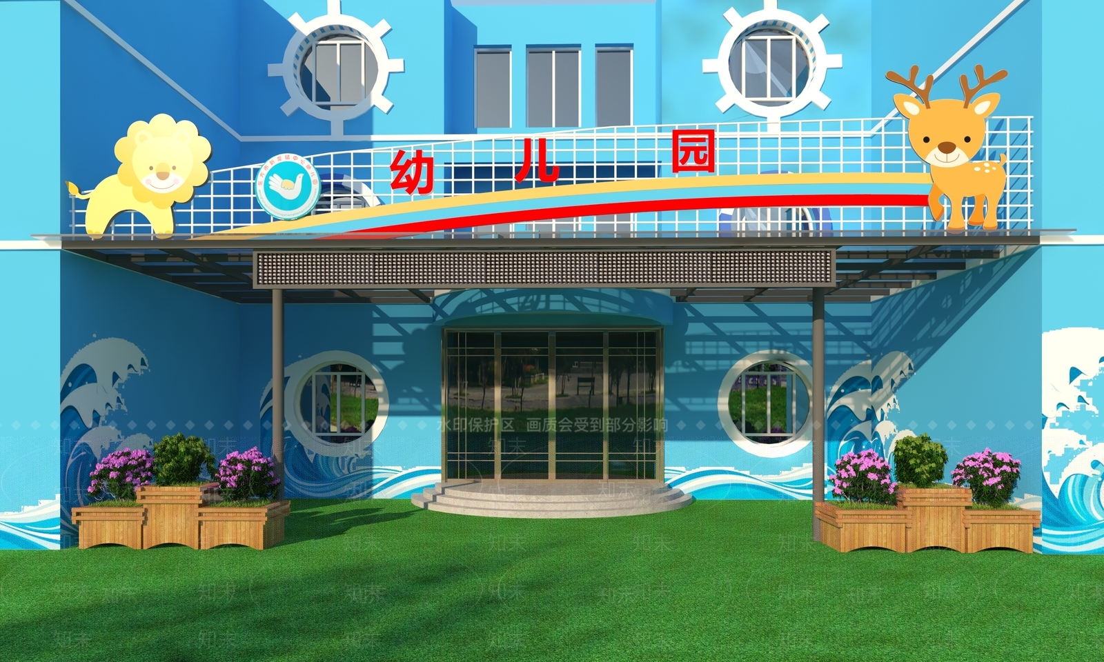 现代幼儿园门头3D模型下载【ID:196281090】