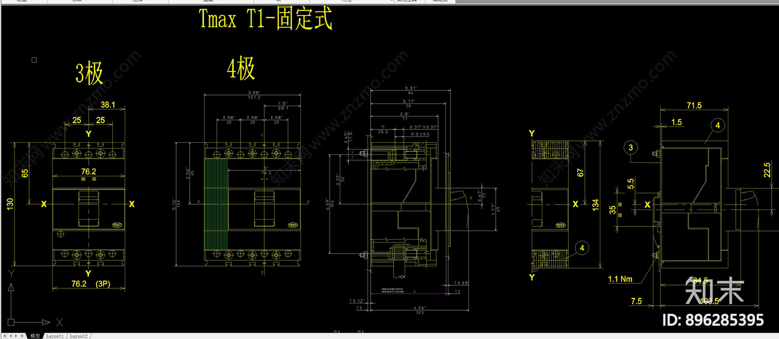 塑壳断路器cad施工图下载【ID:896285395】