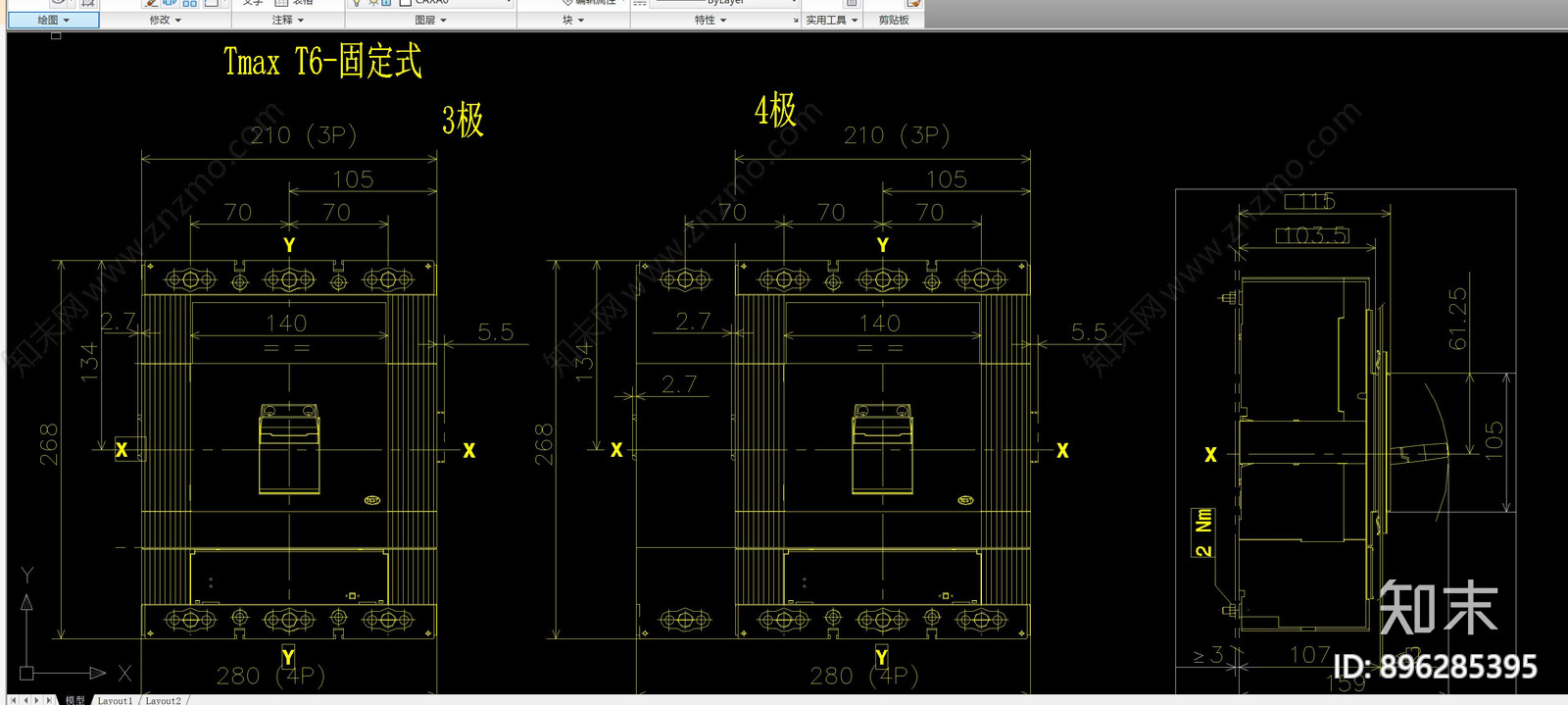 塑壳断路器cad施工图下载【ID:896285395】