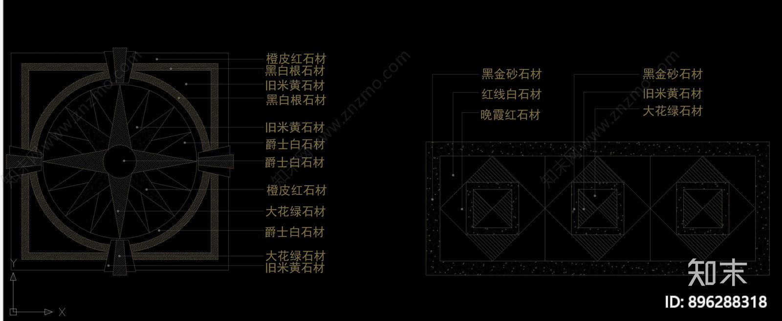 圆形拼花cad施工图下载【ID:896288318】