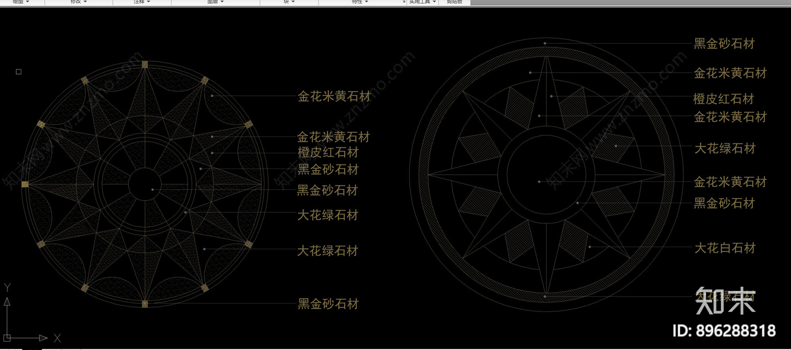 圆形拼花cad施工图下载【ID:896288318】