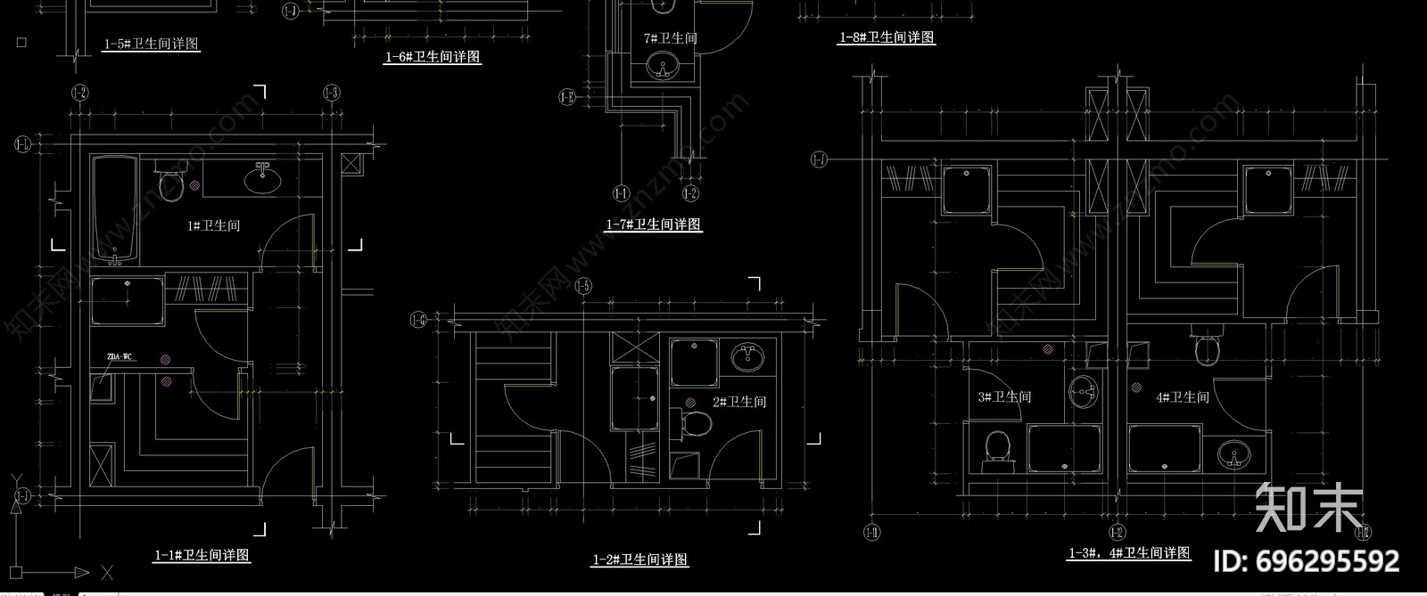 私宅小卫生间cad施工图下载【ID:696295592】