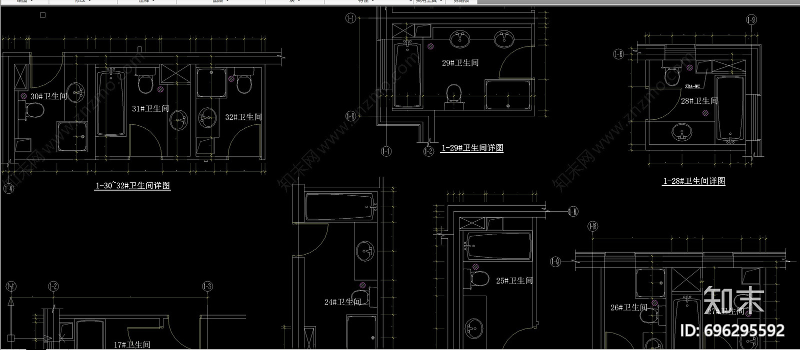 私宅小卫生间cad施工图下载【ID:696295592】