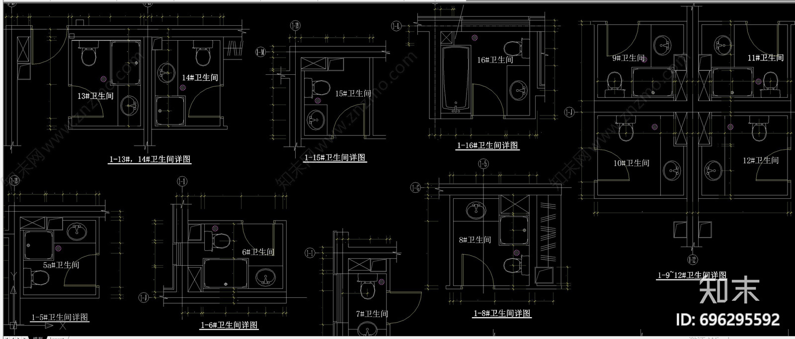 私宅小卫生间cad施工图下载【ID:696295592】