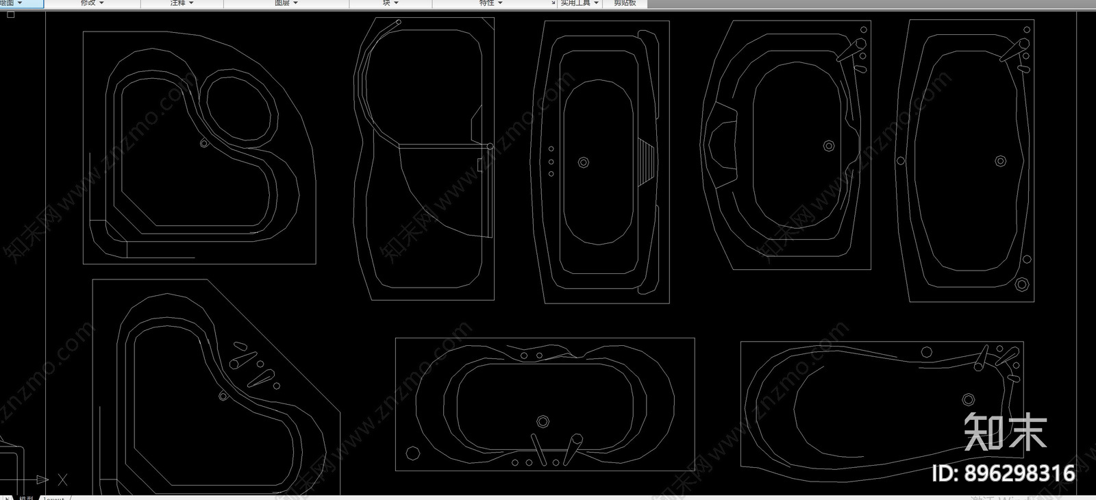 浴缸cad施工图下载【ID:896298316】