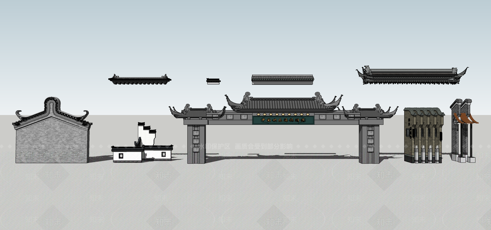 中式建筑材料SU模型草图