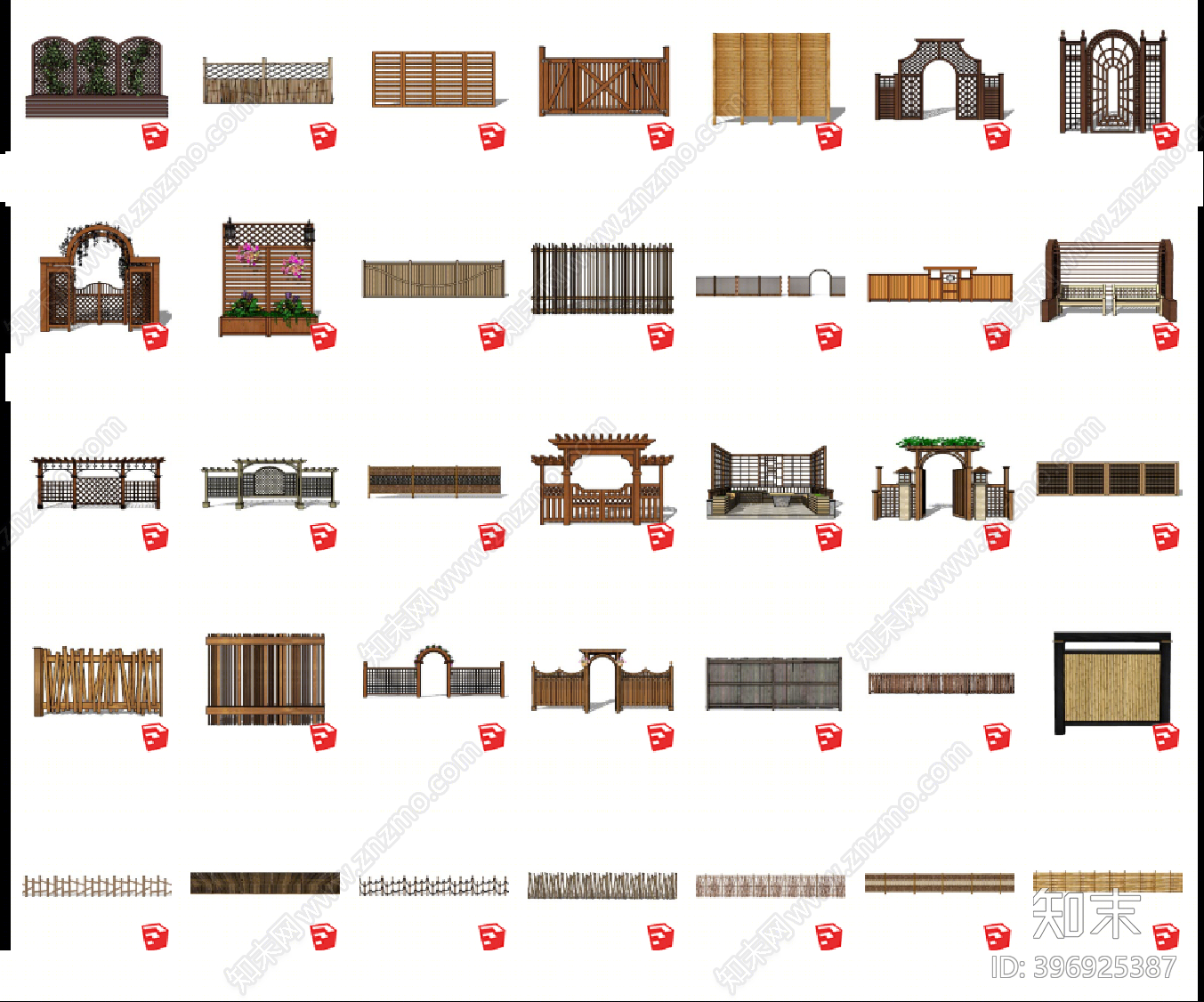 现代竹木篱笆SU模型下载【ID:396925387】