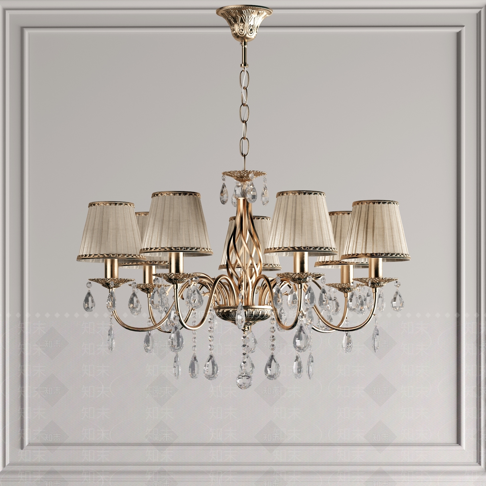 欧式古典吊灯3D模型下载【ID:596315825】