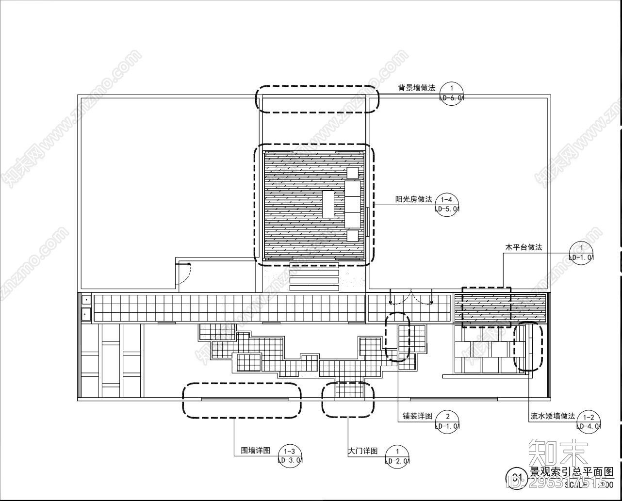 现代风格别墅庭院景观施工图下载【ID:296317515】