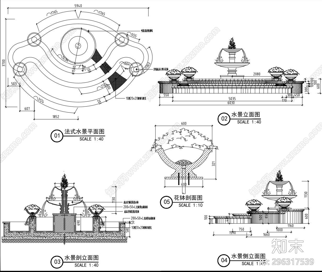 欧式简约别墅庭院cad施工图下载【ID:296317539】
