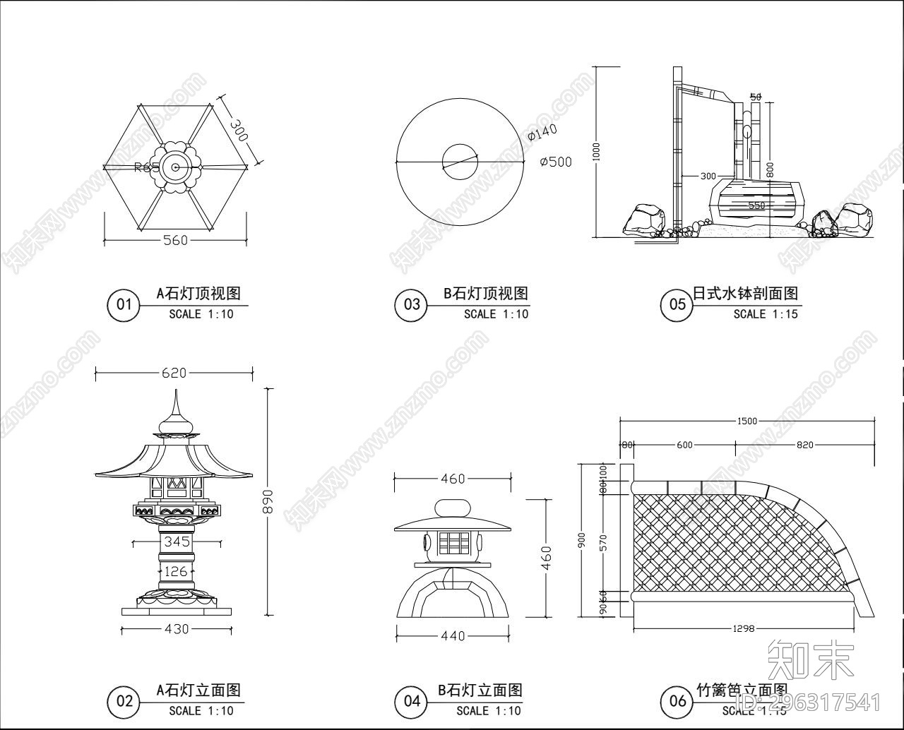 日式庭院景观cad施工图下载【ID:296317541】