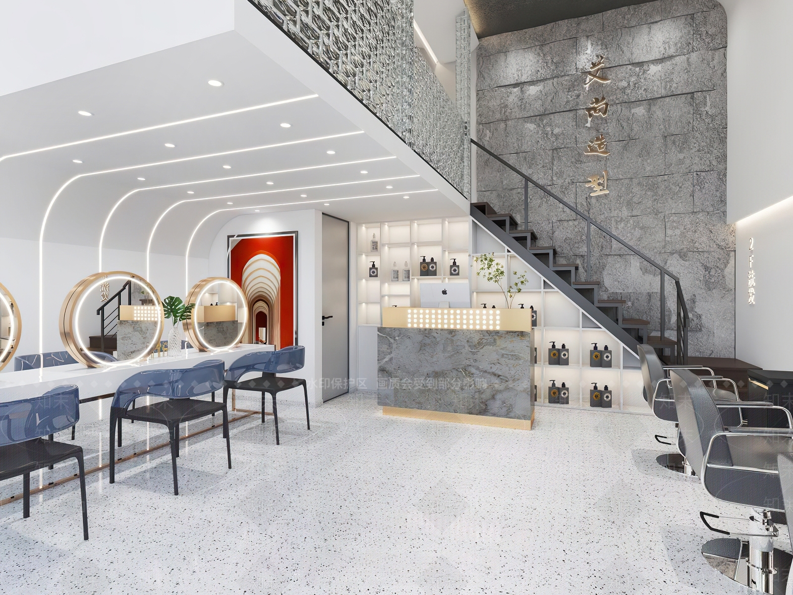 现代美发店3D模型下载【ID:996317557】