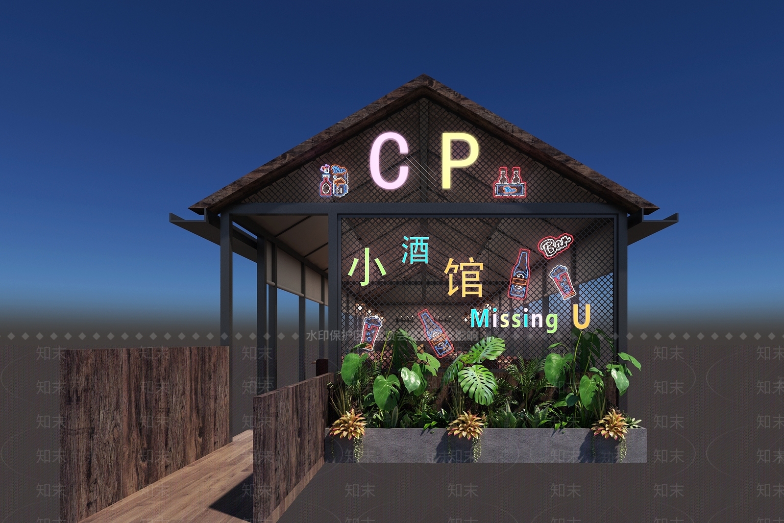 工业风酒吧3D模型下载【ID:496322446】