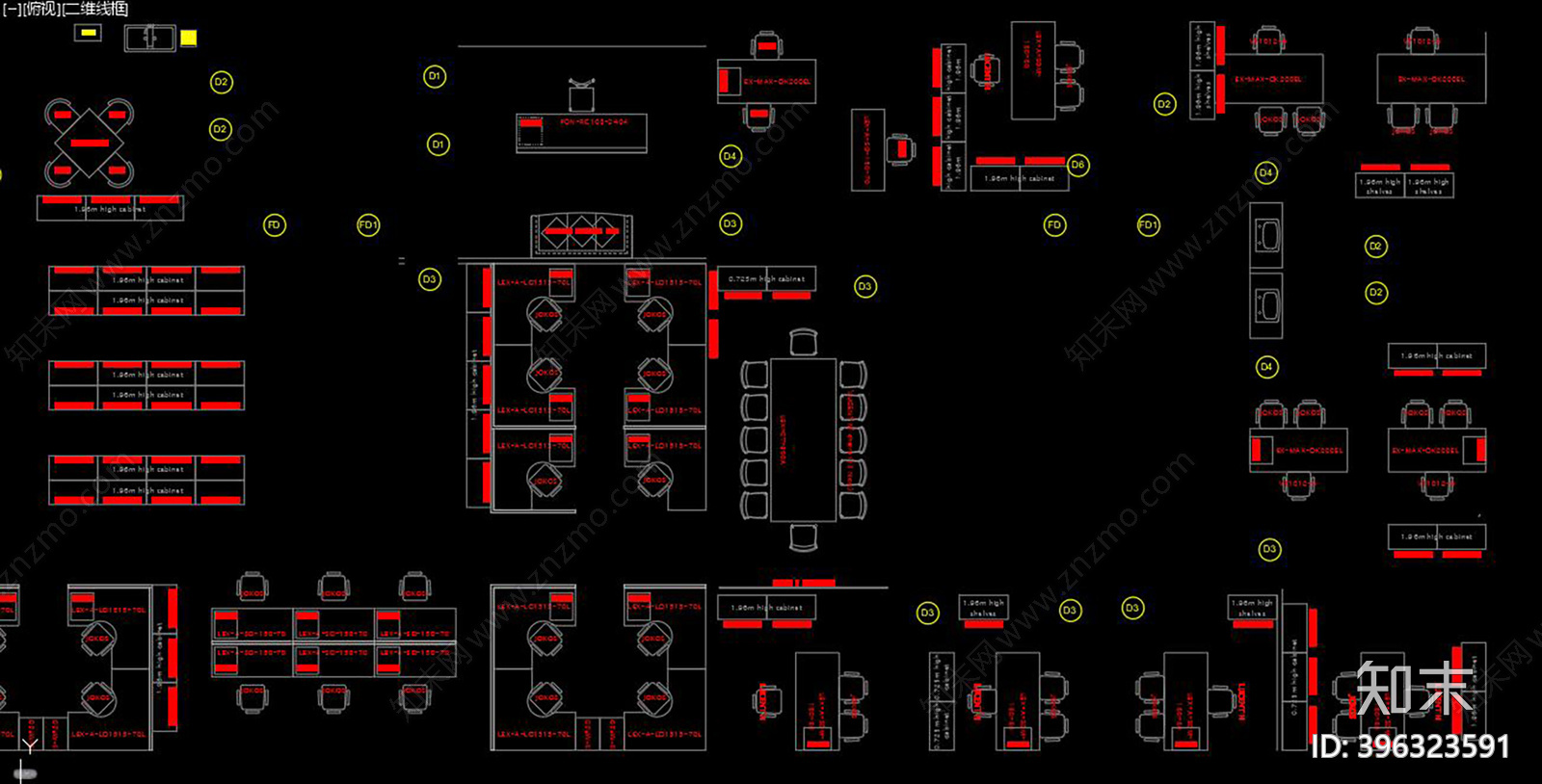 办公室家具CAD图库施工图下载【ID:396323591】