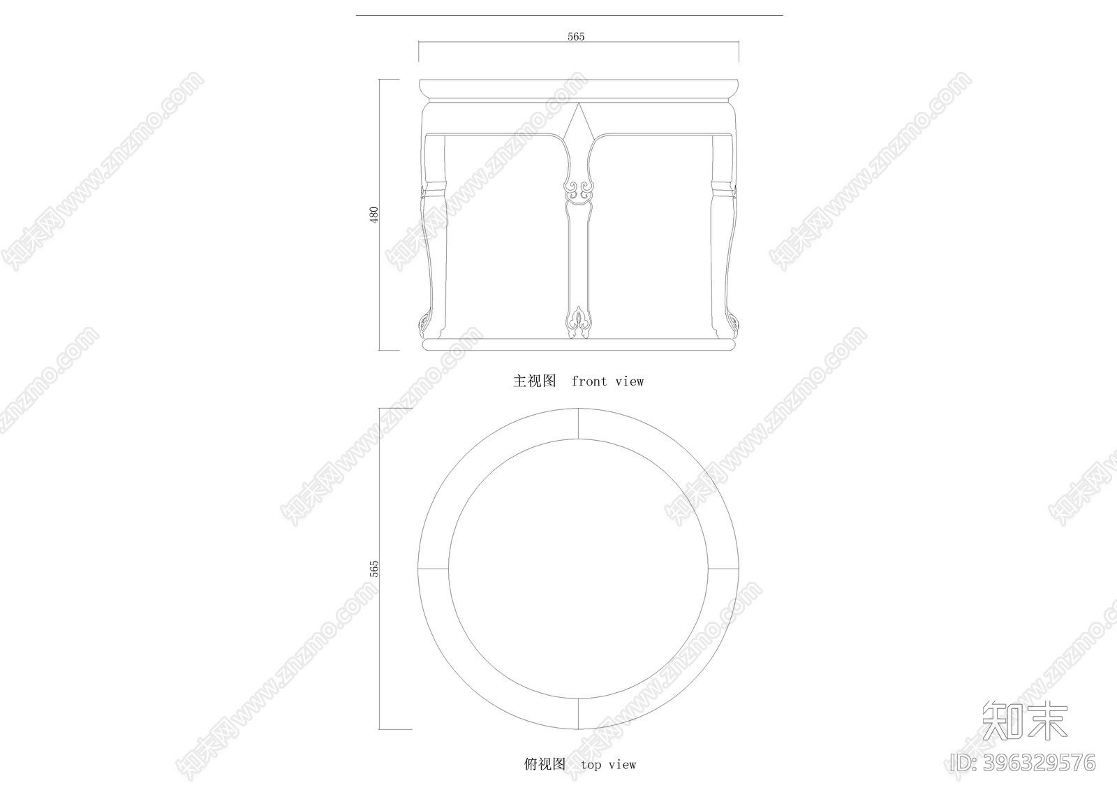 红木圆凳施工图下载【ID:396329576】