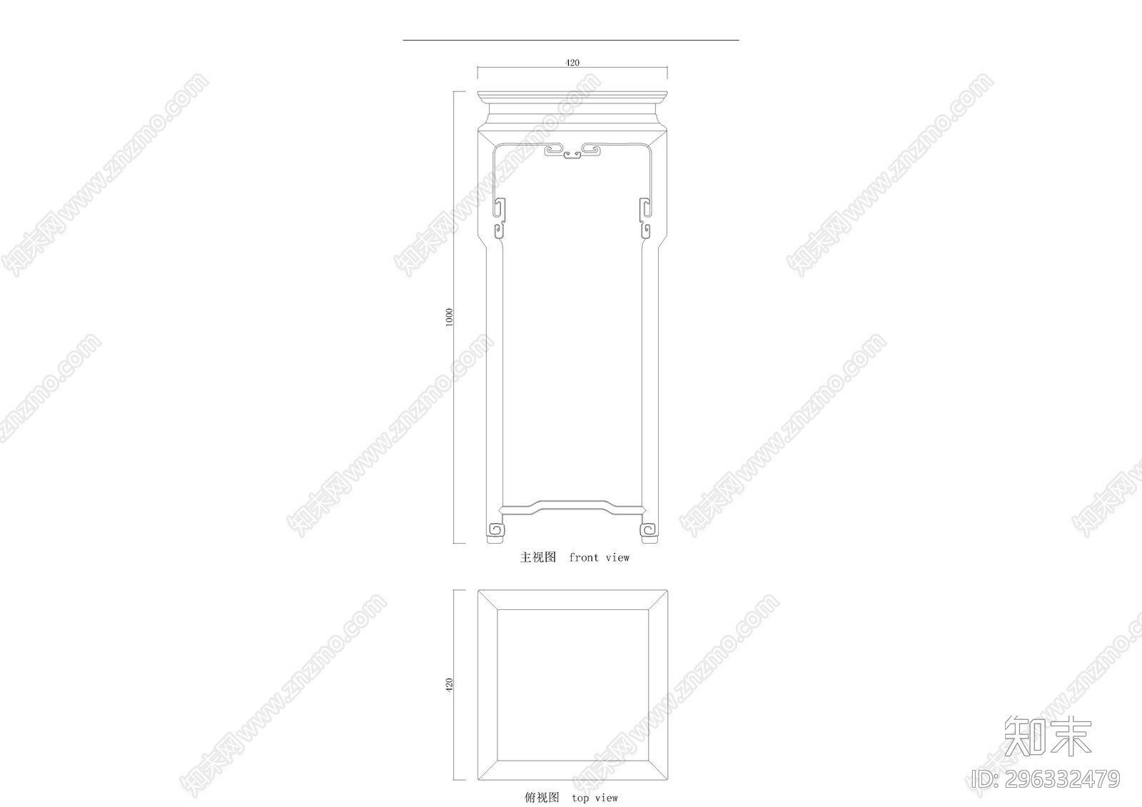 清代黄花梨小花几施工图下载【ID:296332479】