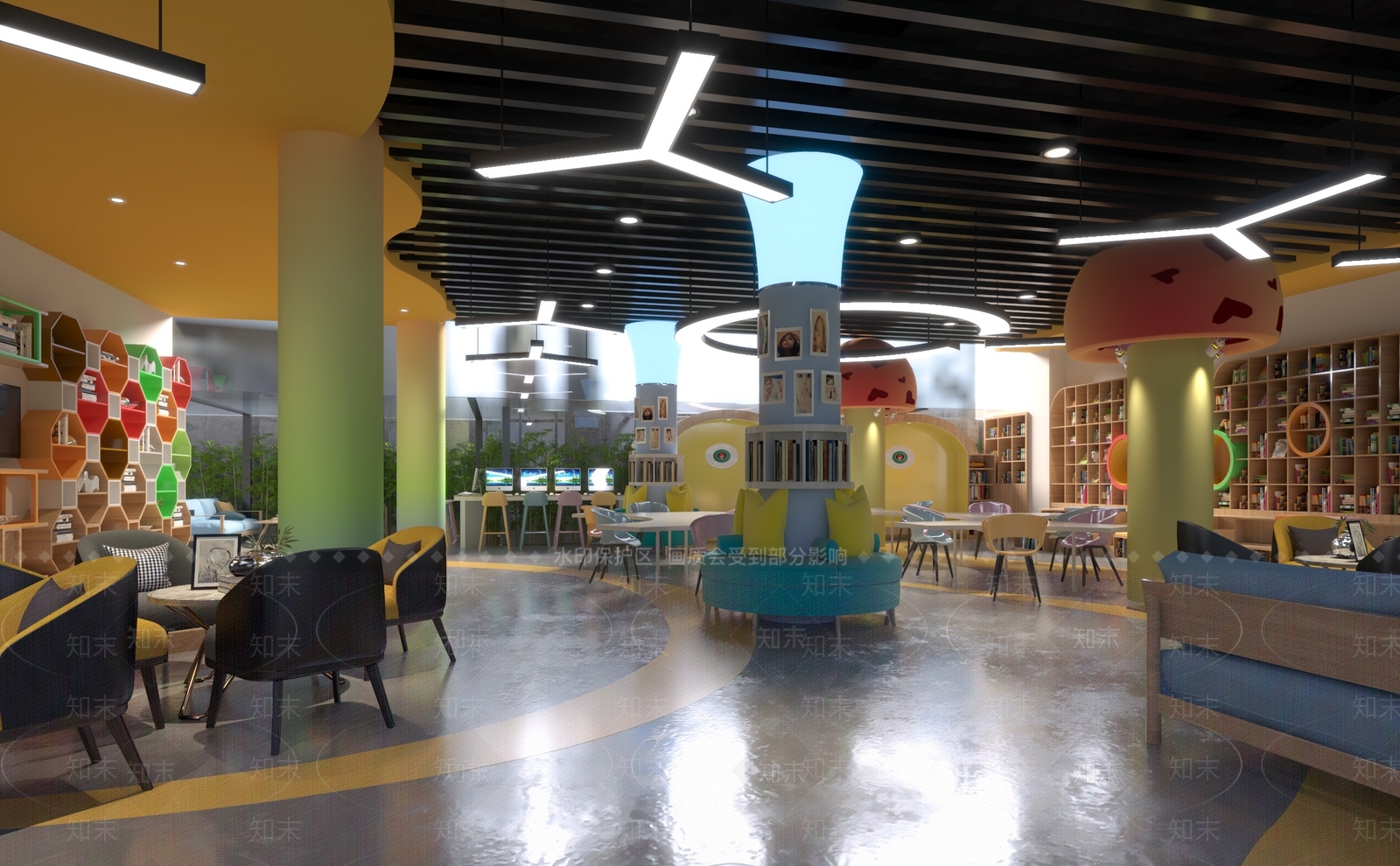 现代图书馆3D模型下载【ID:896347296】
