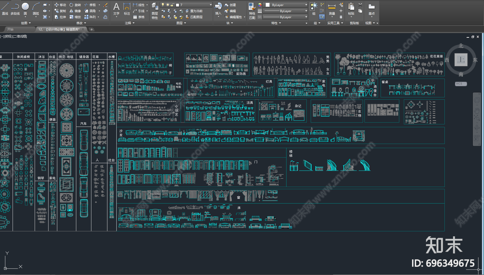 软装陈设CAD图库施工图下载【ID:696349675】