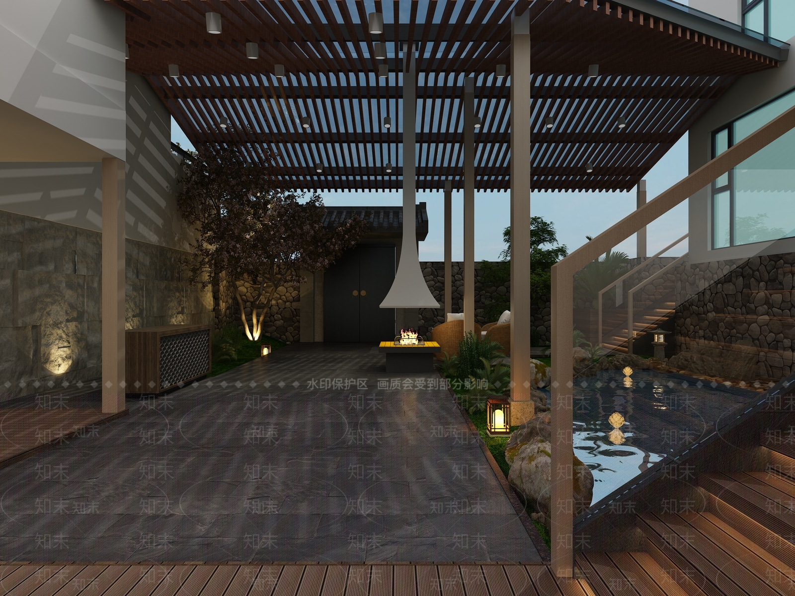 新中式民宿3D模型下载【ID:996377651】