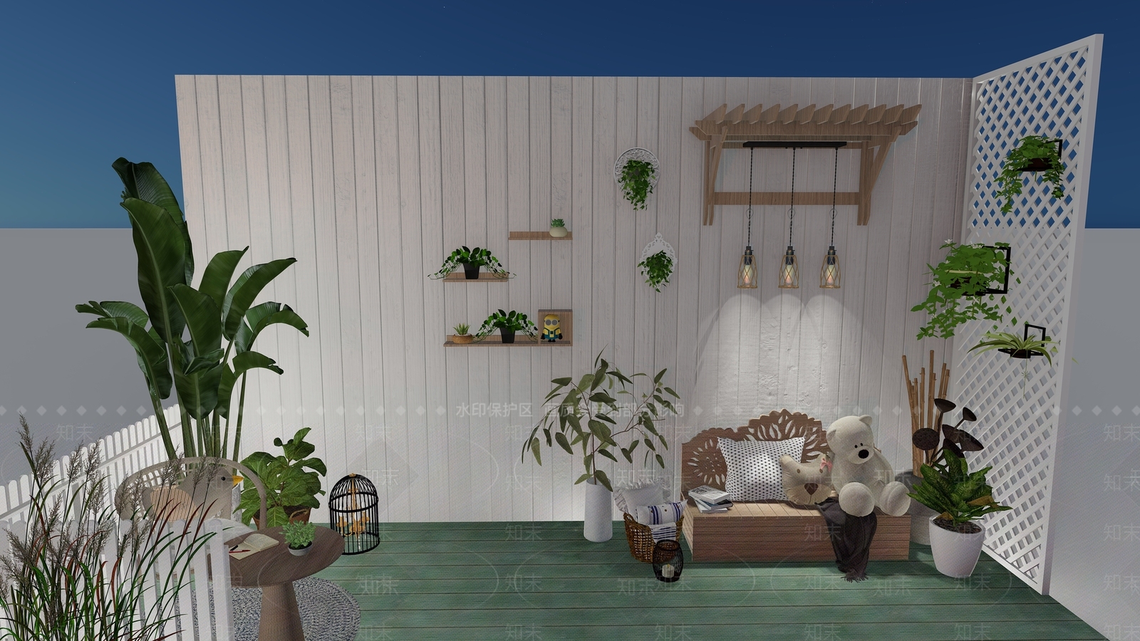 现代阳台SU模型下载【ID:596383468】