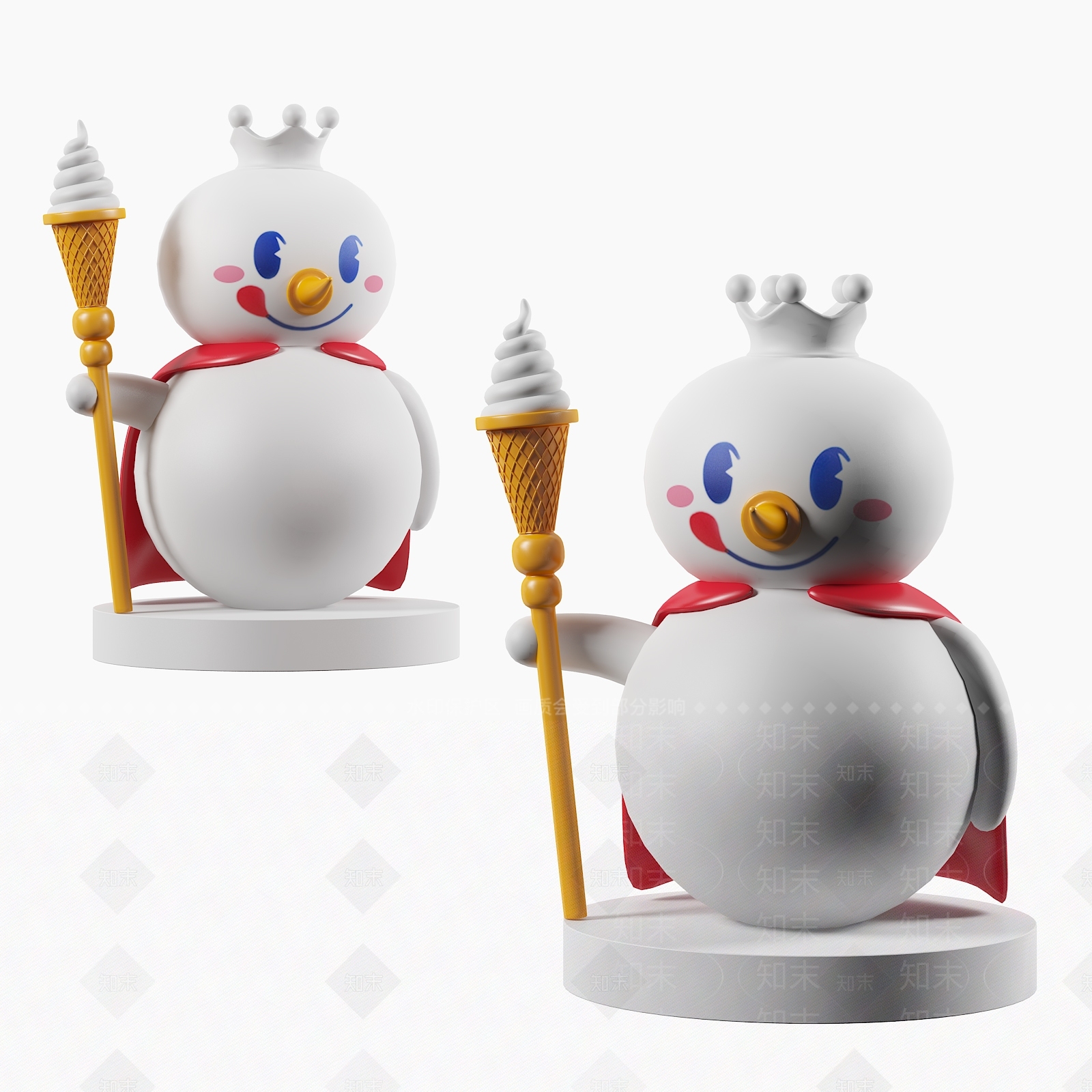 现代雪人雕塑3D模型下载【ID:396384857】