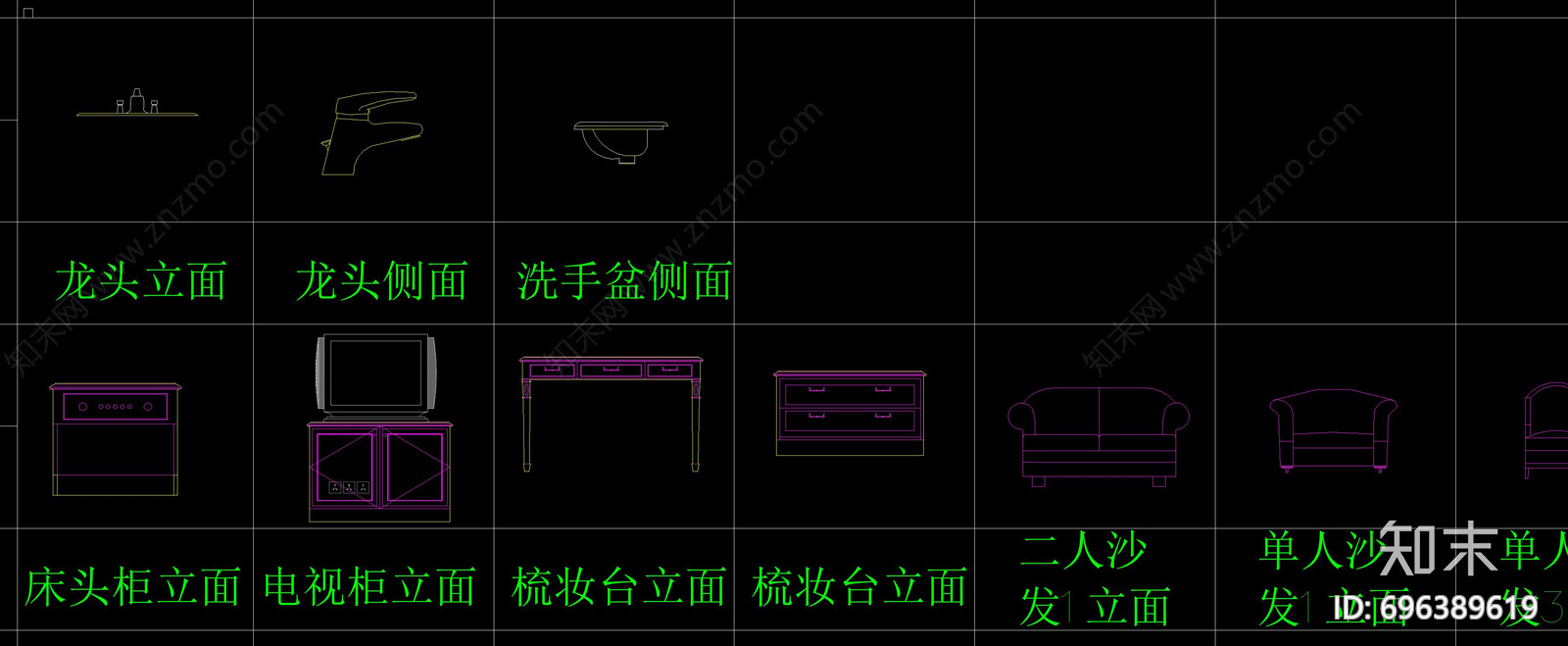 酒店洁具施工图下载【ID:696389619】