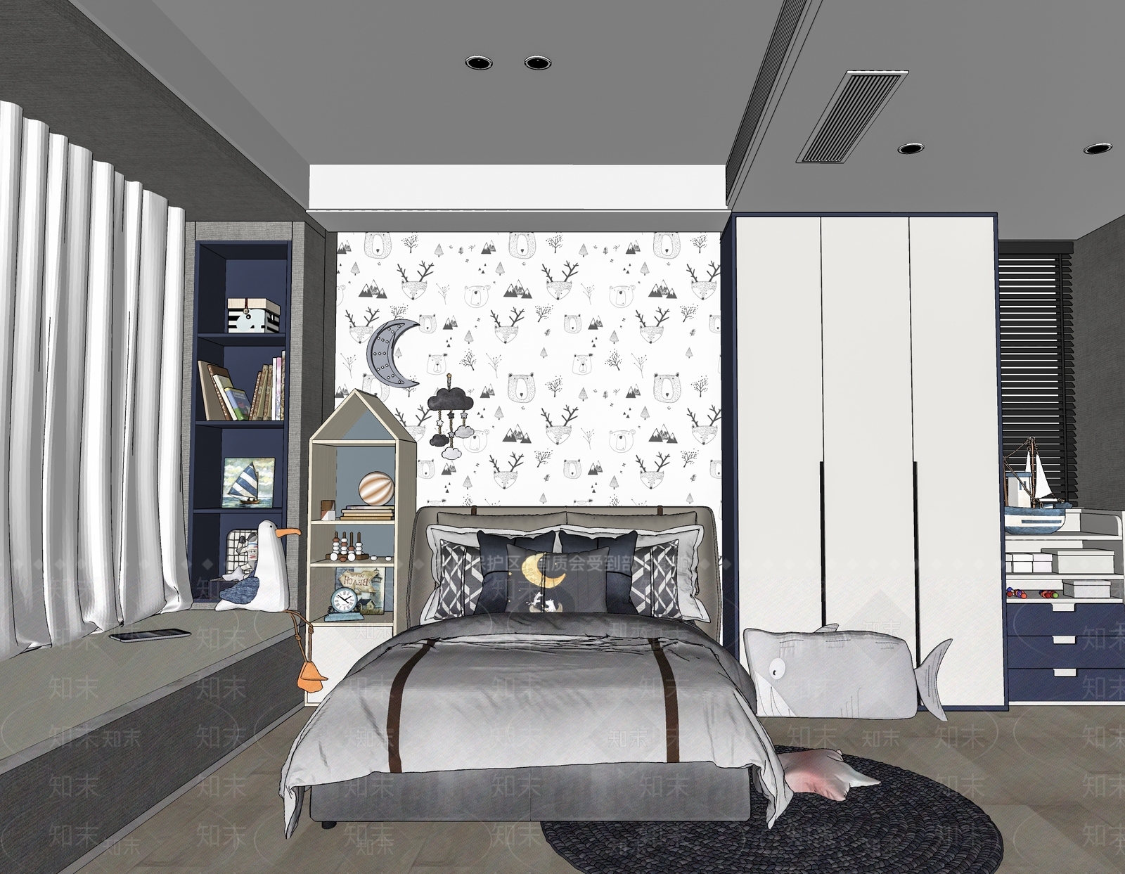 现代儿童房SU模型下载【ID:296394808】
